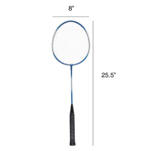 Hey! Play! All-in-One Portable Badminton Set - Backyard Game Including 4 Rackets, 3 Birdies, Regulation-Size Net with Pole Stakes, and Carrying Bag