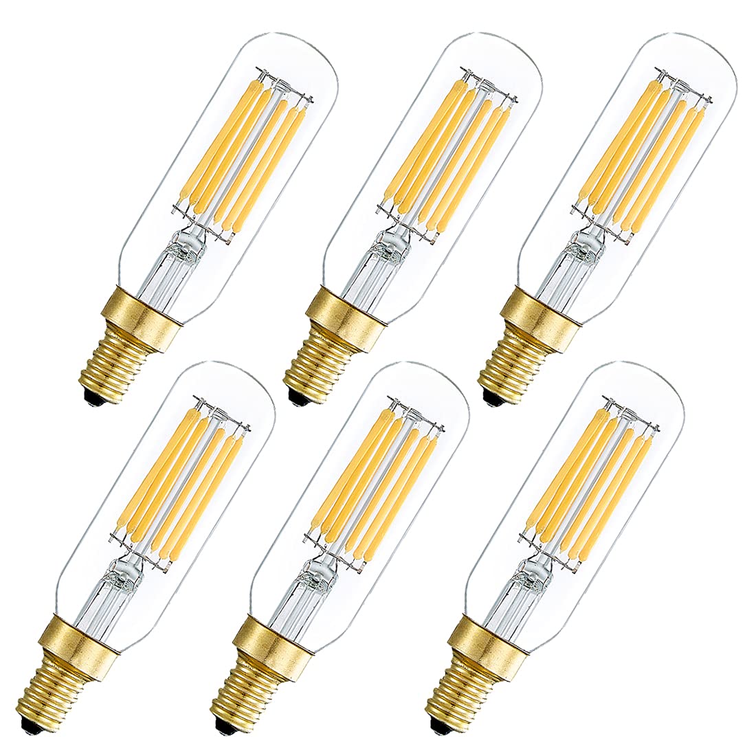 YFXRLIGHT Dimmable T6 Vintage LED Light Bulbs Warm White 2700K,6W Equal 60 watt Light Bulb, E12 Base Candelabra Bulb for Chandeliers,Pendant,Wall scones 6Pack