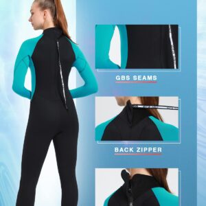 REALON Wetsuit Men 4/5mm Womens Neoprene Full Body Thermal Scuba Diving Suits, 5/4mm One Piece Wet Suit Cold Water Swimsuits for Surfing Snorkeling(4/5mm Blue, Medium)