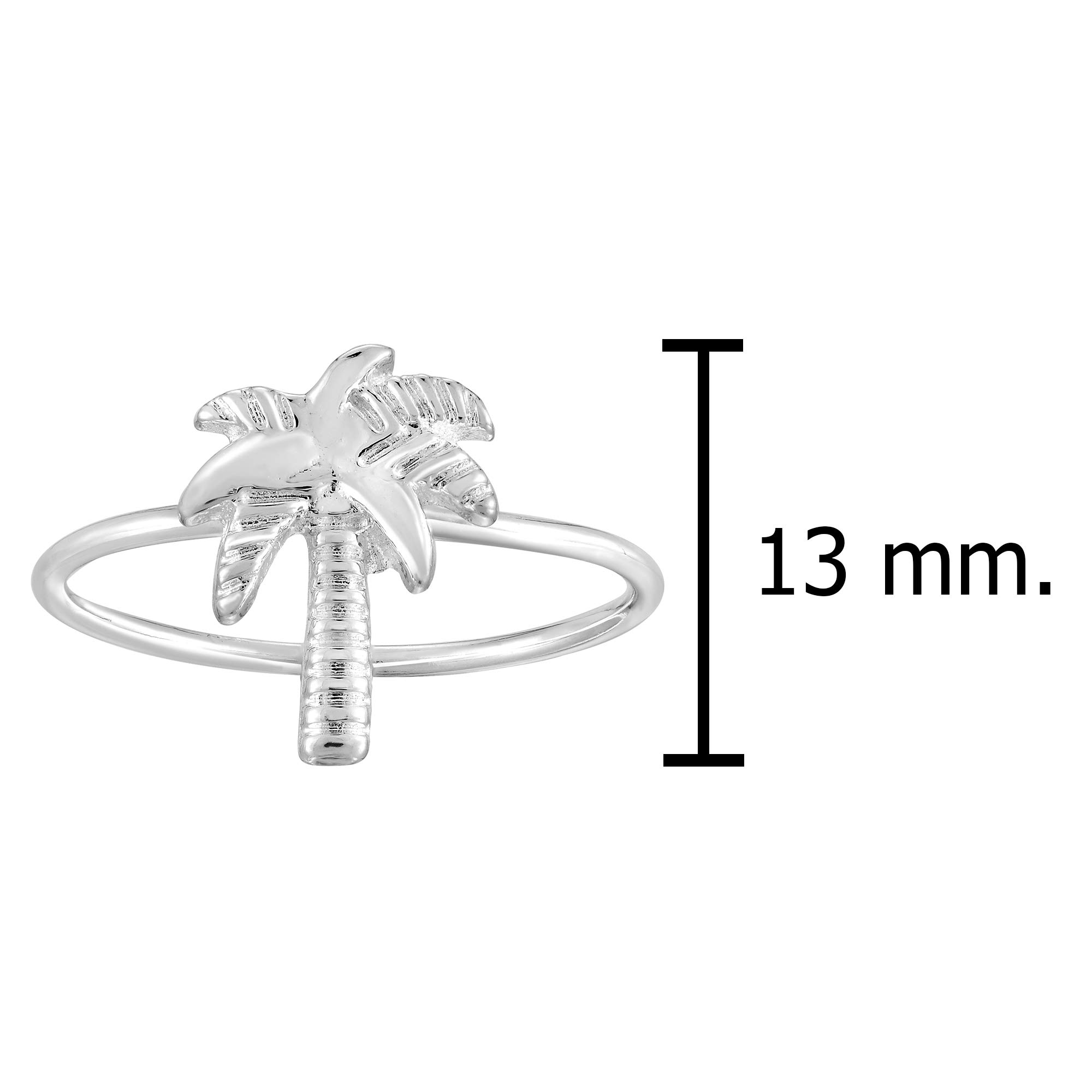 AeraVida Tropical Summer Coconut Palm Tree Charm .925 Sterling Silver Ring (7) | Minimalist Silver Tree Ring for Women | Fashion Jewelry