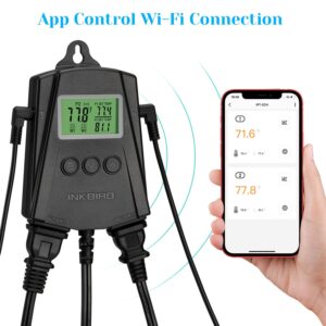 Inkbird WiFi Heat Mat Reptile Thermostat Controller Temperature Controller with 2 Probes and 2 Outlets, IPT-2CH Reptiles Heat Mat Thermostat (Max 250W per Outlet)