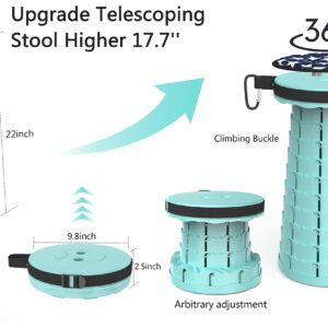 ALEVMOOM Portable Telescoping Stool Collapsible Stool with Cushion & Bag, Retractable Folding Stool for Adults Foldable Seat Sturdy Capacity 440 lbs for Camping Fishing Hiking BBQ