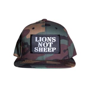 lions not sheep hat (camo) - mesh back baseball cap - 5 panel trucker cap - trucker hats for men and women - adjustable snapback mesh hat for hiking & fishing