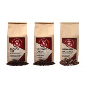 Lola Savannah Banana Nut, Coconut Creme, Hawaiian Hazelnut Bundle Whole Bean Caffeinated Coffee, 2lb, 1 Pack