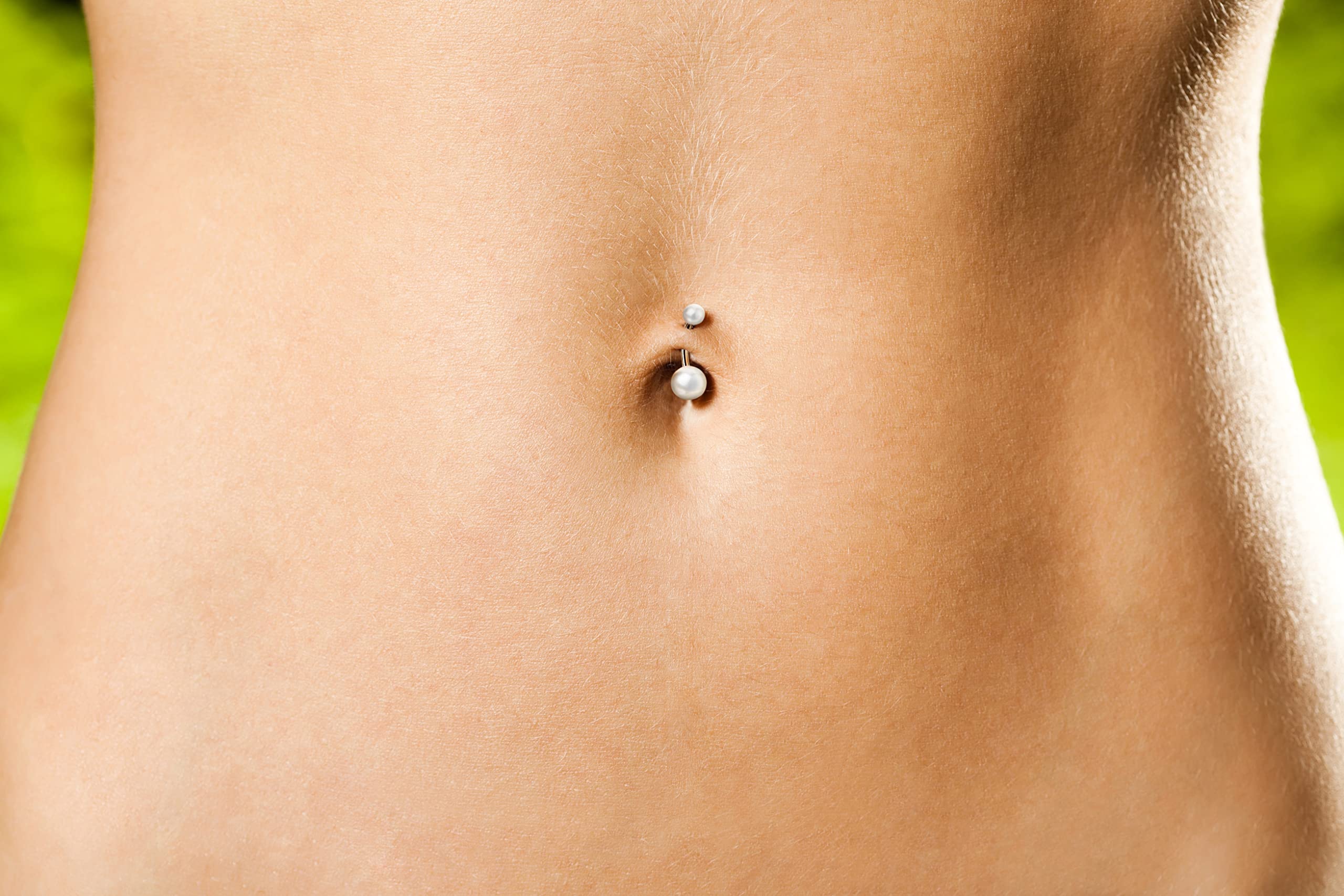 14G 316L Stainless Steel Imitation Pearl Navel Belly Button Ring (White)