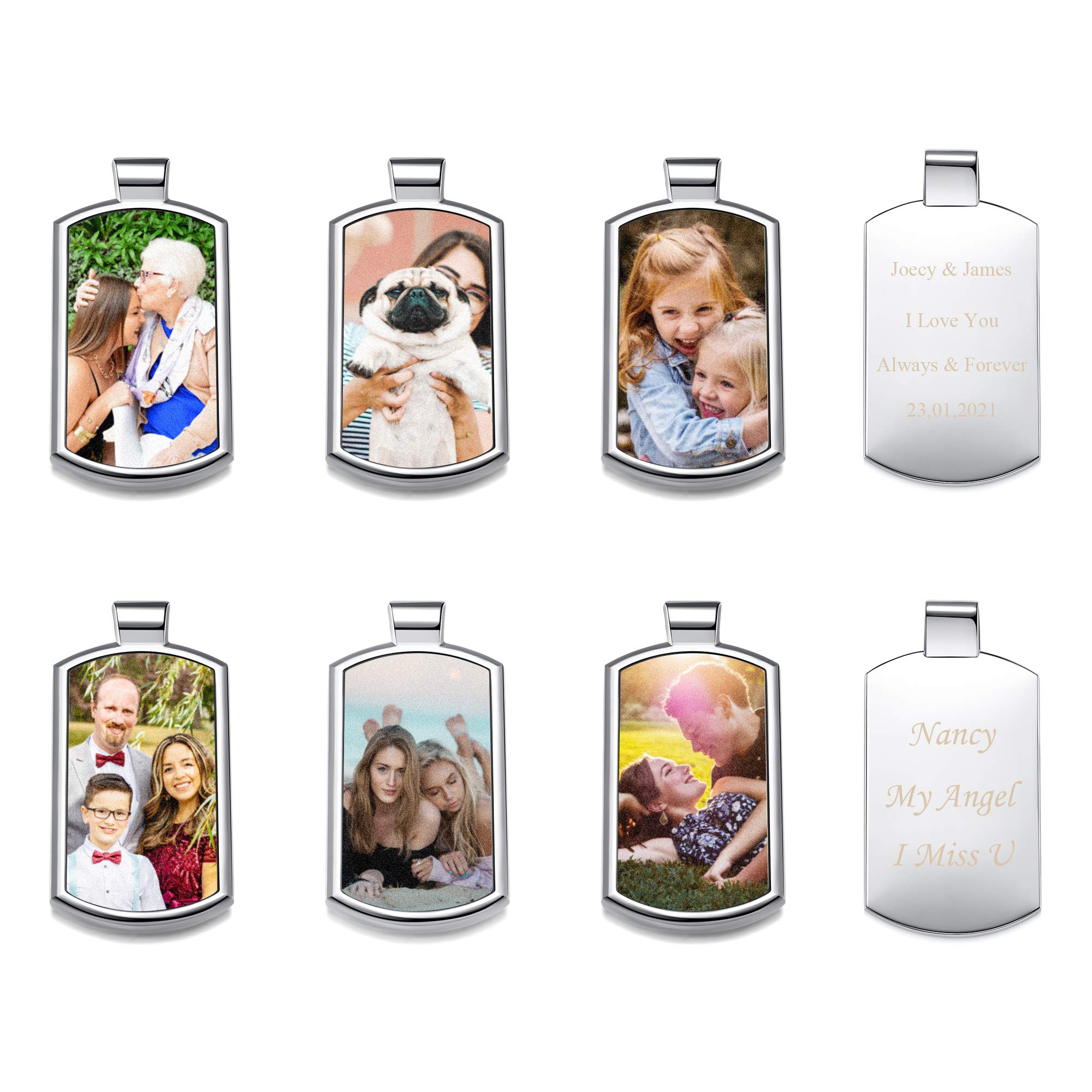 Zysta Custom Keychain llaveros personalizados Photo Keychain Personalized Free Engraving Name Message Colorful Picture Keychains Alloy Renctangle Pendant Keychain Keyring for Men Women Friend