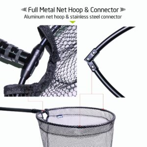 Fairiland Telescopic Fishing Net Long Handle Landing Net with Carbon Pole Rubber Fishing Net Full Metal Hoop Fish Landing Let (3.45M/11FT)