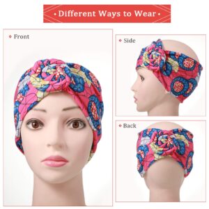 WILLBOND 6 Pieces African Headband for Women Stretchy Boho Print Hairband Yoga Running Sports Workout Head Grip Band Elastic Turban Headwrap Head Cloth for Women, Classic Pattern