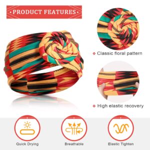 WILLBOND 6 Pieces African Headband for Women Stretchy Boho Print Hairband Yoga Running Sports Workout Head Grip Band Elastic Turban Headwrap Head Cloth for Women, Classic Pattern