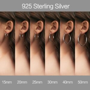 Milacolato 925 Sterling Silver Hoop Earrings for Women 18K White Gold Plated Chunky Huggie Hoop Earrings Hypoallergenic Lightweight Round-Tube Circle Big Hoop Earrings 20mm