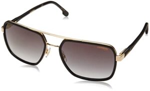 carrera men's 256/s rectangular sunglasses, gold/green gold mirrored, 58mm, 18mm