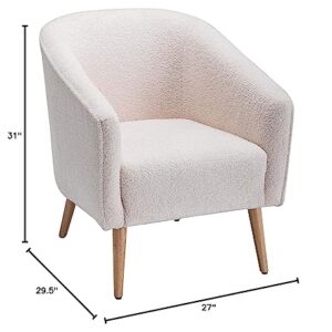 Wovenbyrd Mid-Century Modern Barrel Accent Chair with Tapered Legs, Cream Boucle