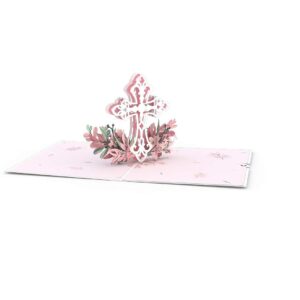 Lovepop Easter Pink Floral Cross 3-D Pop-Up Greeting Card