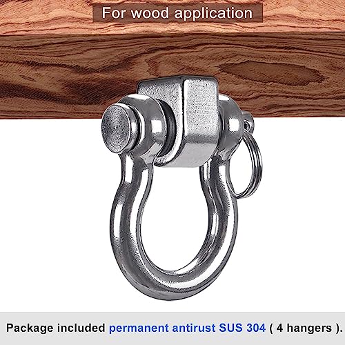 SELEWARE Heavy Duty 180° Swing Hangers, Stainless Steel Eye Screw Bracket, 1800 LB Capacity Playground Yoga Hammock Rope Tire Web Chair Sandbag Punching Bag Porch Swing Sets (4 Pack)