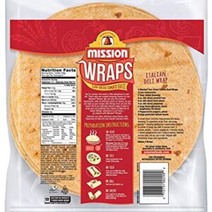 Mission Sun-Dried Tomato Basil Wraps, Soft Veggie Wraps, Trans Fat Free, 6 Count - 2 Packs