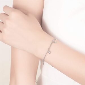 kelistom 925 Sterling Silver Bracelets for Women, Love Heart Charm Chain Bracelet Bangle Fashion Jewelry Gifts