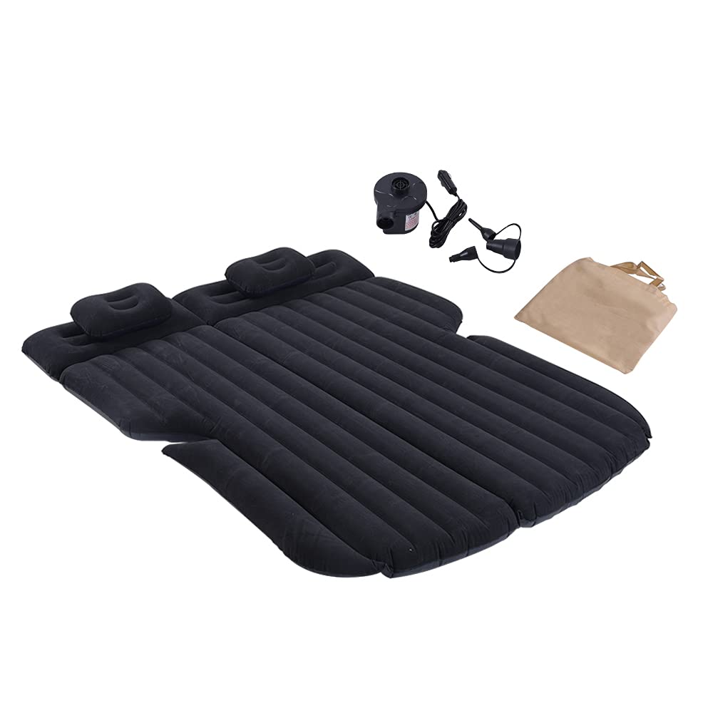 Inflatable Car Mattress, Car Bed for Back Seat, Car Air Mattress with Auto Air Pump, Portable Camping Mattress, Sleeping Pad (SUV Black)