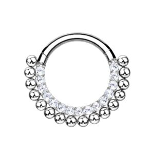 pierced owl 16g implant grade titanium cz crystal and ball lined hoop cartilage helix daith septum hinged segment ring (diameter: 8mm (5/16"))