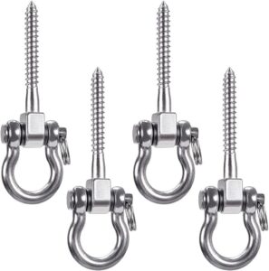 seleware heavy duty 180° swing hangers, stainless steel eye screw bracket, 1800 lb capacity playground yoga hammock rope tire web chair sandbag punching bag porch swing sets (4 pack)