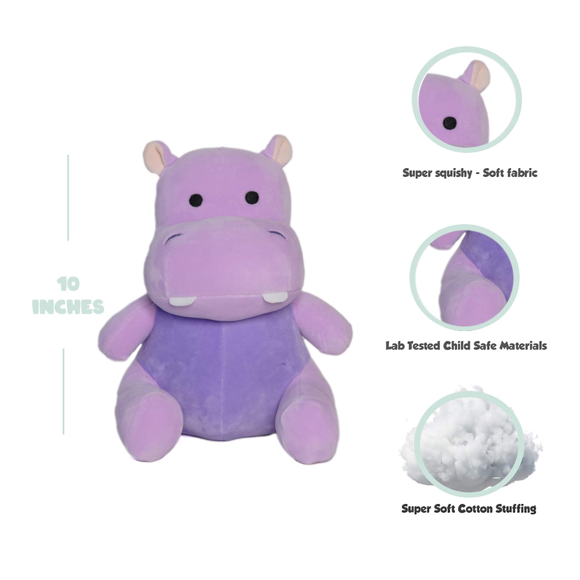 Avocatt Purple Hippo Plush Toy - 10 Inches Stuffed Animal Hippopotamus Plushie - Hug and Cuddle with Squishy Soft Fabric and Stuffing - Cute Toy Gift for Boys and Girls