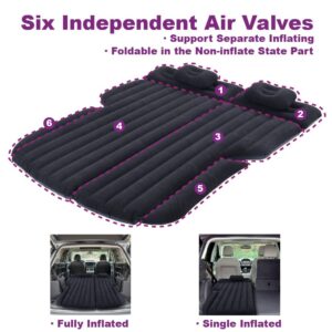 Inflatable Car Mattress, Car Bed for Back Seat, Car Air Mattress with Auto Air Pump, Portable Camping Mattress, Sleeping Pad (SUV Black)