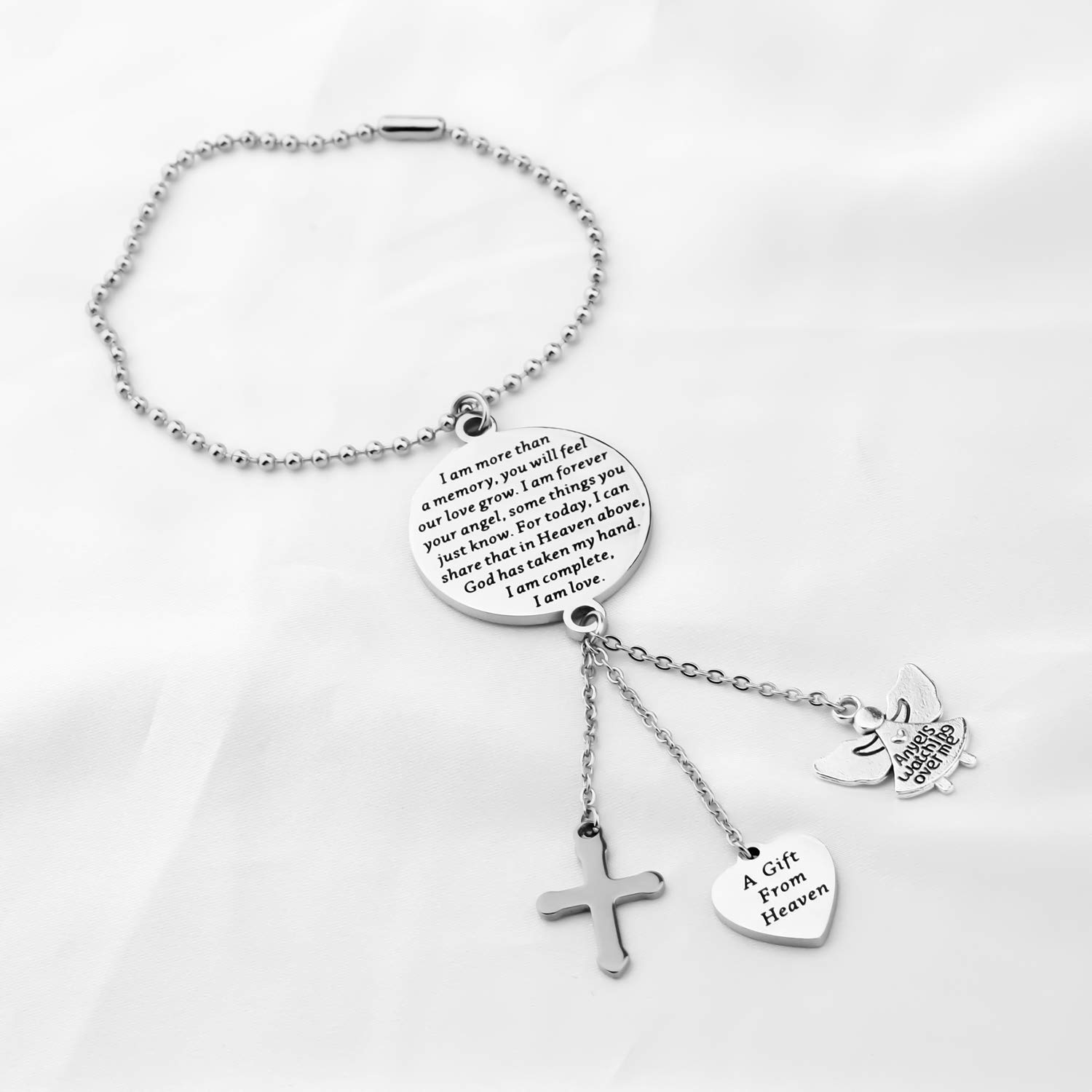 CYTING I Am More Than A Memory You Will Feel Our Love Grow Hanging Ornaments Car Pendant with Guardian Angel Cross Charm (Angel Cross car Pendant Charm)