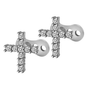 Titanium Dermal Anchor Top Crystal Micro Surface Skin Piercing 16G - Fan - Cross