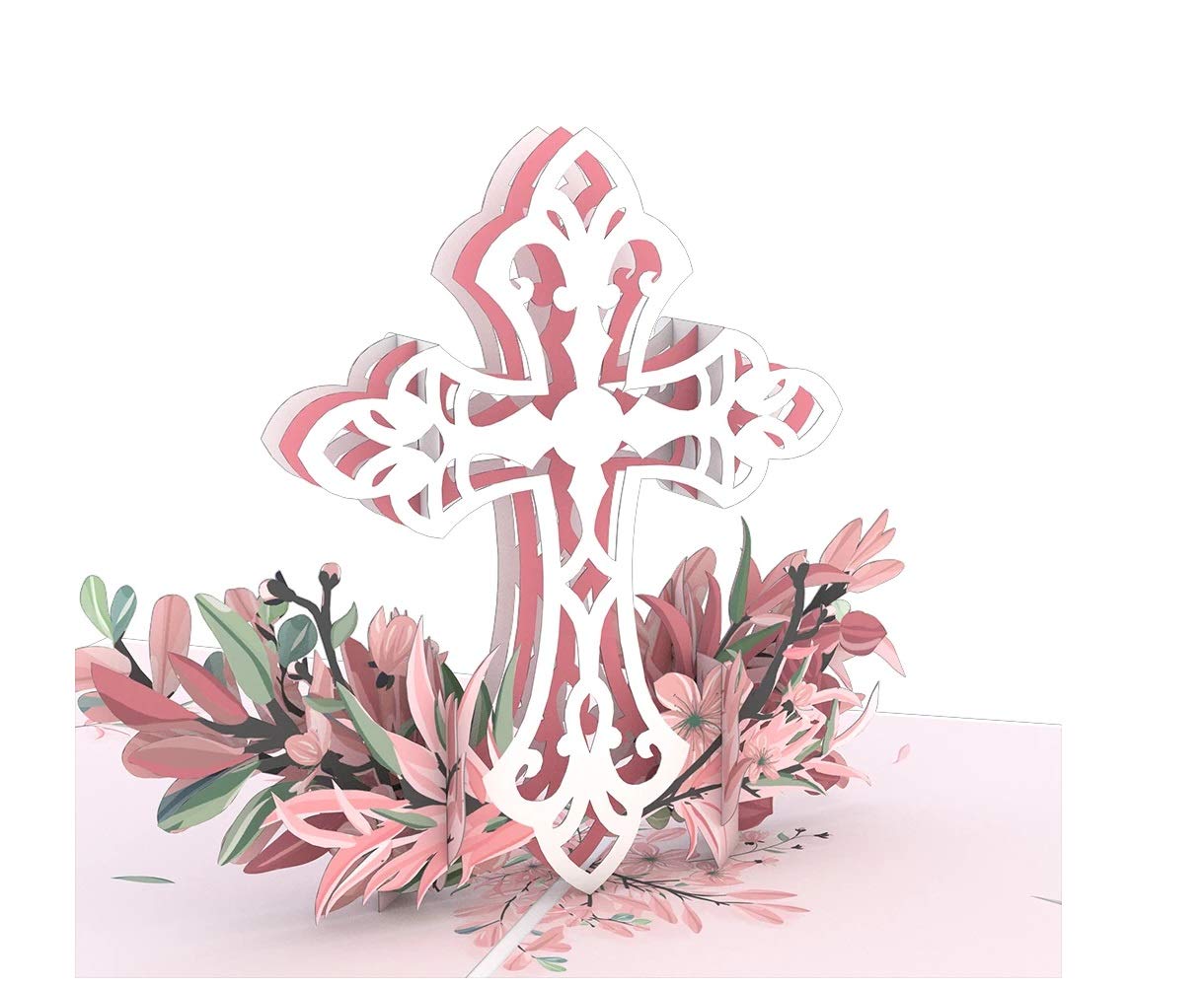 Lovepop Easter Pink Floral Cross 3-D Pop-Up Greeting Card