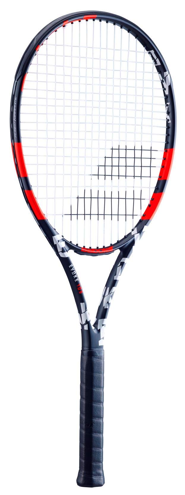 Babolat Evoke 105 Strung Tennis Racquet, Black/Orange (4 3/8" Grip)