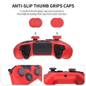 Case for Luna Controller, Alquar Silicone Case Cover for Amazon Luna Controller, Anti-Slip/Shockproof/Dustproof Skin Protective Cover for Luna Game Controller- with Lanyard/Thumb Grip Caps (Red)