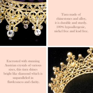 COCIDE Gold Crown and Tiara for Women Crystal Queen Crowns for Girls Rhinestones Princess Headband Luxury Full Round Hair Accessories Jewelry for Wedding Prom Bridal Party Halloween Costume (GOLD)