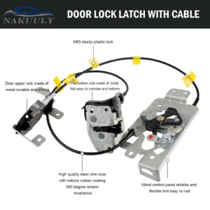 Nakuuly Left Driver Side Rear Door Lock Latch & Cable Compatible with Ford F150 Extended Cab Pickup 2004-2008, Upper and Lower Latches Assembly Replaces # 8L3Z-18264A01-B, 6l3Z-18264A01-B