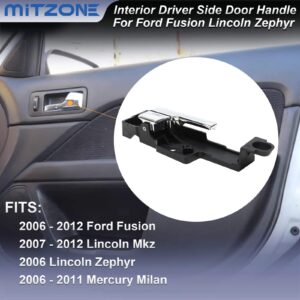 MITZONE Passenger Side Interior Door Handle Front Right Compatible with 2006-2012 Ford Fusion 2007-2012 Lincoln MKZ 2006-2011 Mercury Milan Replaces # 6E5Z5422600AA 81701 6E5Z-5422600-AA