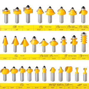 MEIGGTOOL 70PCS 1/2 Inch Shank Router Bit Set Door Window Bites with Tungsten Carbide Tips for Use On Wood, Metal, Plastic