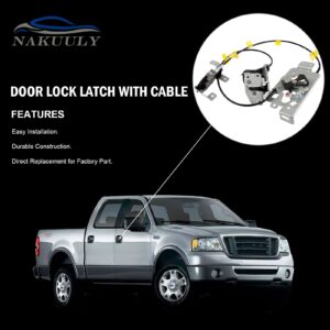 Nakuuly Left Driver Side Rear Door Lock Latch & Cable Compatible with Ford F150 Extended Cab Pickup 2004-2008, Upper and Lower Latches Assembly Replaces # 8L3Z-18264A01-B, 6l3Z-18264A01-B