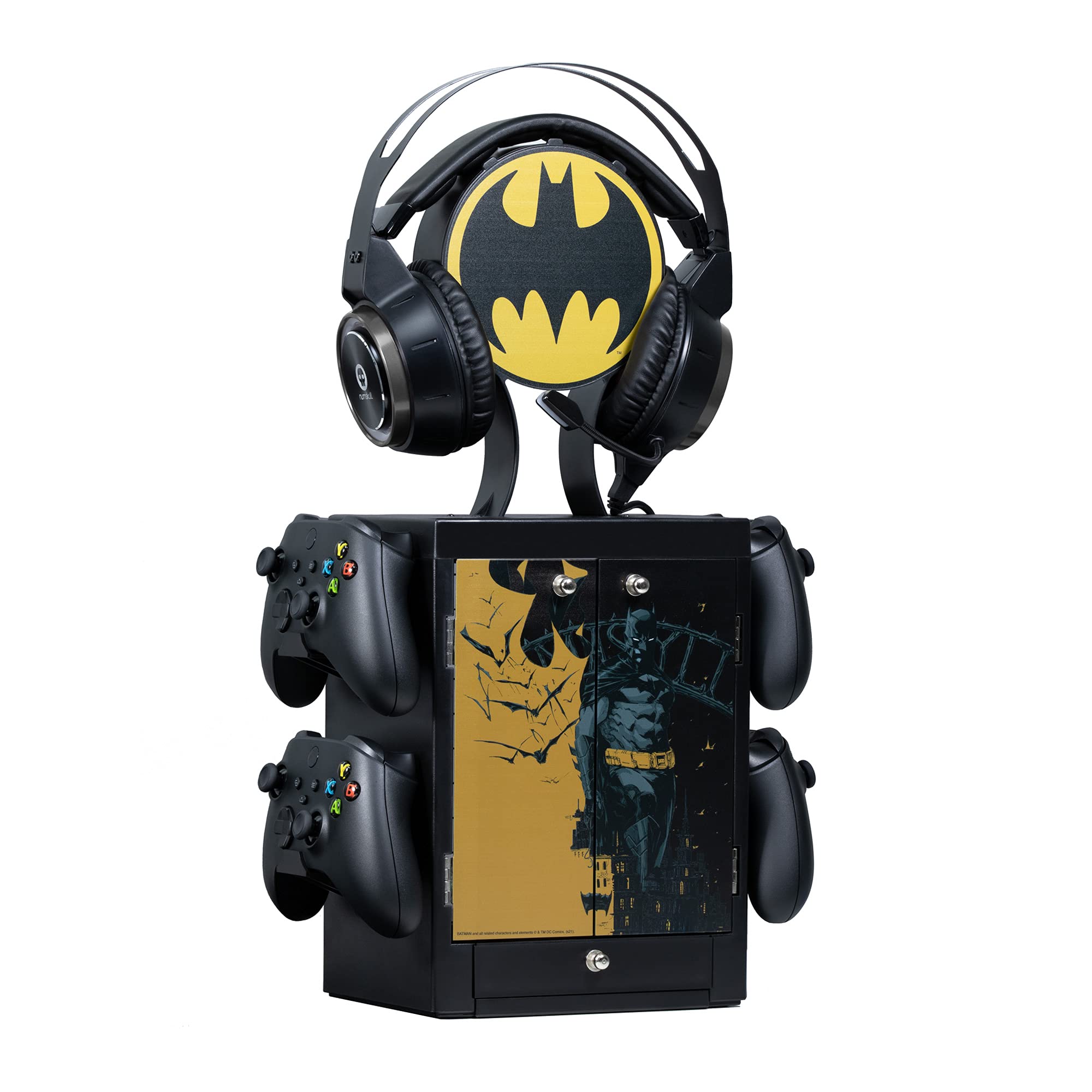 Numskull Official Batman Gaming Locker, Controller Holder, Headset Stand for PS5, Xbox Series X S, Nintendo Switch - Official Batman Merchandise