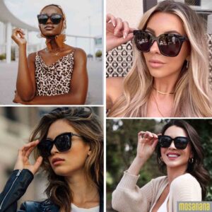 mosanana Oversized Sunglasses for Women Trendy Square Black Retro Big Vintage Cool Cute Fashion Funky Ladies Aesthetic Dark Large Unique Stylish Chunky Baddie Frame Classic Shade Extra wide 2023 DIVA