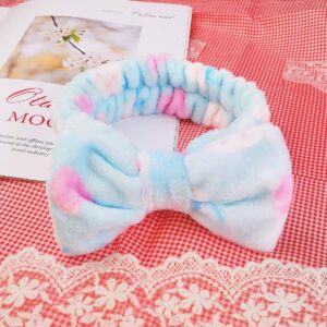 Coral Fleece Makeup Headbands with Bowknot, Face Washing Shower Headwraps for Women and Girls, Birthday Party Supplies 8PCS (Bow Hair Band-D)