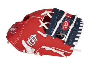 rawlings mlb team logo youth glove series, st. louis cardinals, navy, 10"