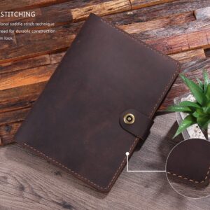 Leather Folio Cover Compatible with Rocketbook Executive Size 6 x 8.8, Handmade Rustic Leather Journal Cover for A5 Notebooks - Coffee