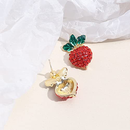 YIZHENMY Cute Radish Stud Earrings, Red Diamond Stud Earrings For Women, Sterling 925 Silver Stud Earrings Bling Bling For Girls, With Soft Ear Studs Plug, Fine Jewelry For Parties And Holidays