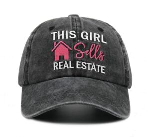 waldeal women's this girl real estate baseball cap adjustable washed twill cotton dad hat black