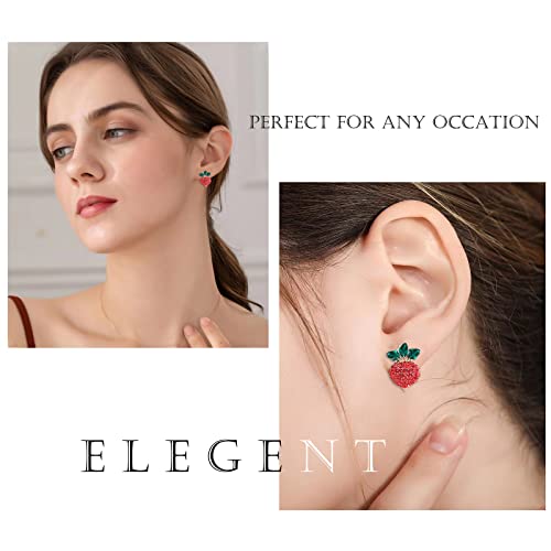 YIZHENMY Cute Radish Stud Earrings, Red Diamond Stud Earrings For Women, Sterling 925 Silver Stud Earrings Bling Bling For Girls, With Soft Ear Studs Plug, Fine Jewelry For Parties And Holidays