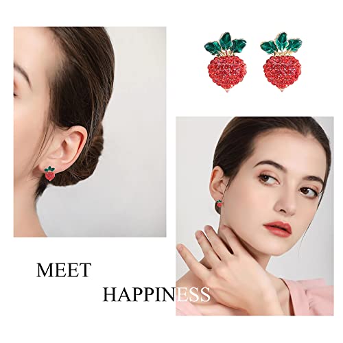 YIZHENMY Cute Radish Stud Earrings, Red Diamond Stud Earrings For Women, Sterling 925 Silver Stud Earrings Bling Bling For Girls, With Soft Ear Studs Plug, Fine Jewelry For Parties And Holidays