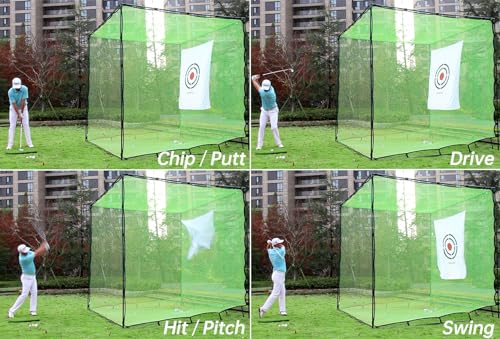 Golf Practice Hitting Nets for Backyard Driving Indoor Use Heavy Duty Practice Golf Driving Nets for Backyard Premium Portable Golf Impact Nets Cages with Frame and Net for Men