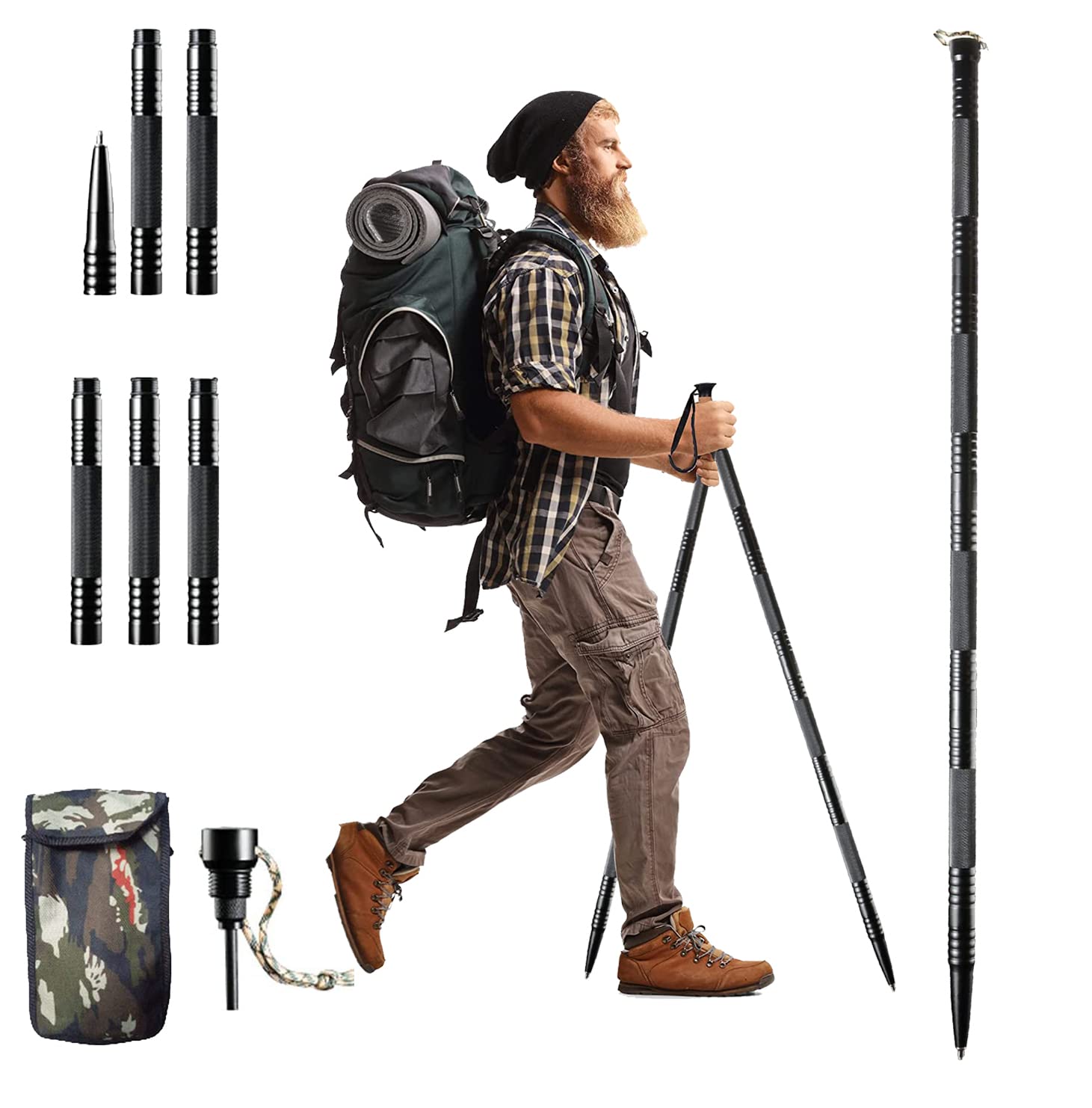 Sindh Trekking Poles, Multifunctional Adjustable Aluminum Hiking Walking Sticks, Collapsible, Lightweight, Shock, Ultralight for Hiking, Camping, Mountaining, Backpacking, Walking, Trekking