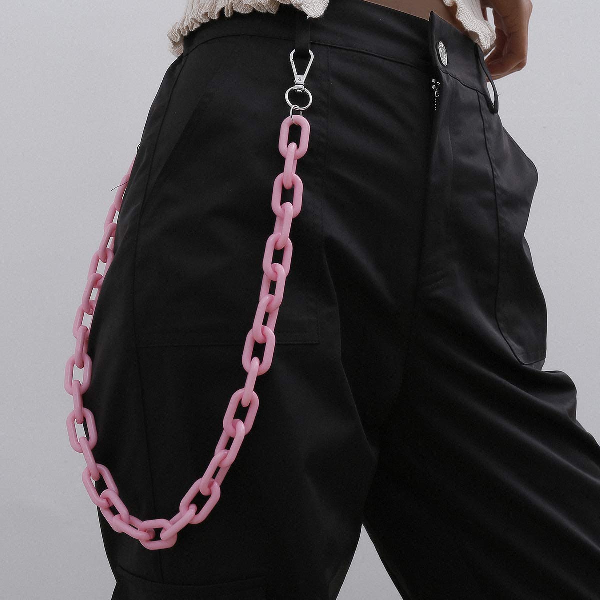 Sither Color Acrylic Jean Chains Wallet Chain Pocket Chain Belt Chains Keychain Hip Hop Punk Jean Pants Wallet Chains for Women and Men Gift on Halloween (pink)