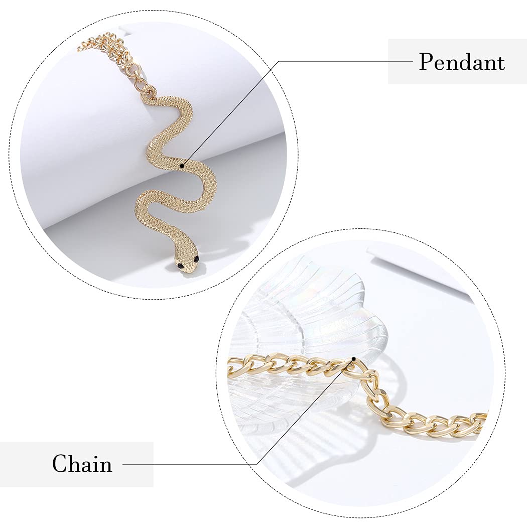 Sixexey Layered Snake Pendant Necklaces Gold Chunky Necklace Chain Jewelry for Women (A-Gold)