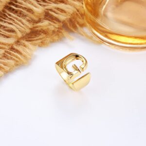 Sora Tuki M Initial Ring Gold Letter Rings Gold Initial Rings for Women Chunky Gold Rings for Women Adjustable Rings Initial Jewelry