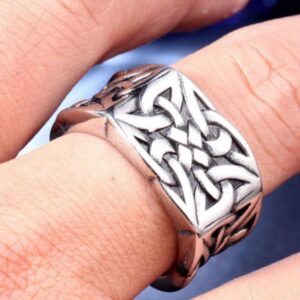 Jude Jewelers Stainless Steel Celtic Knot Signet Style Anniversary Statement Biker Ring (Silver, 16)